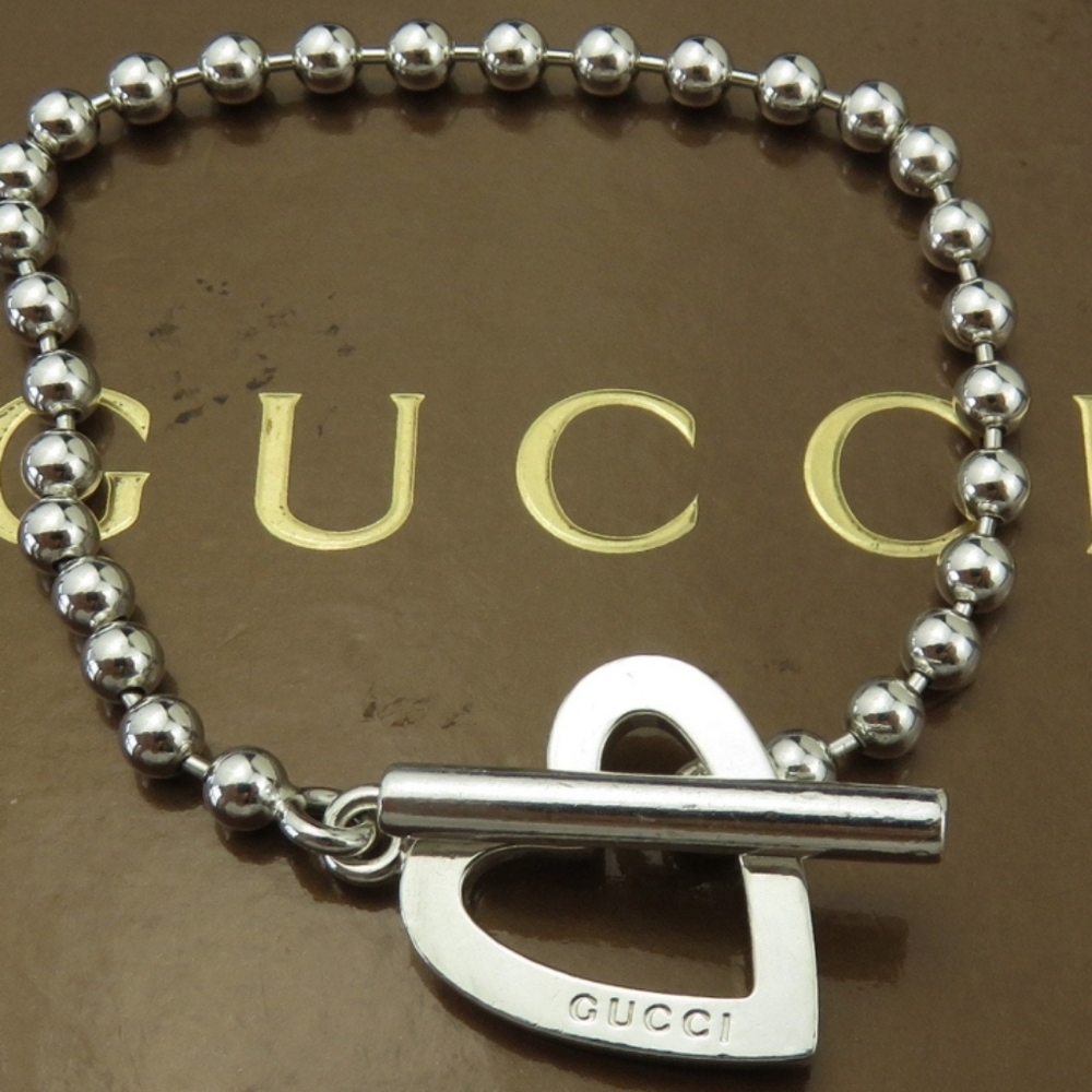 GUCCI bracelet Ball Chain Heart Sterling Silver/ Gorgeous